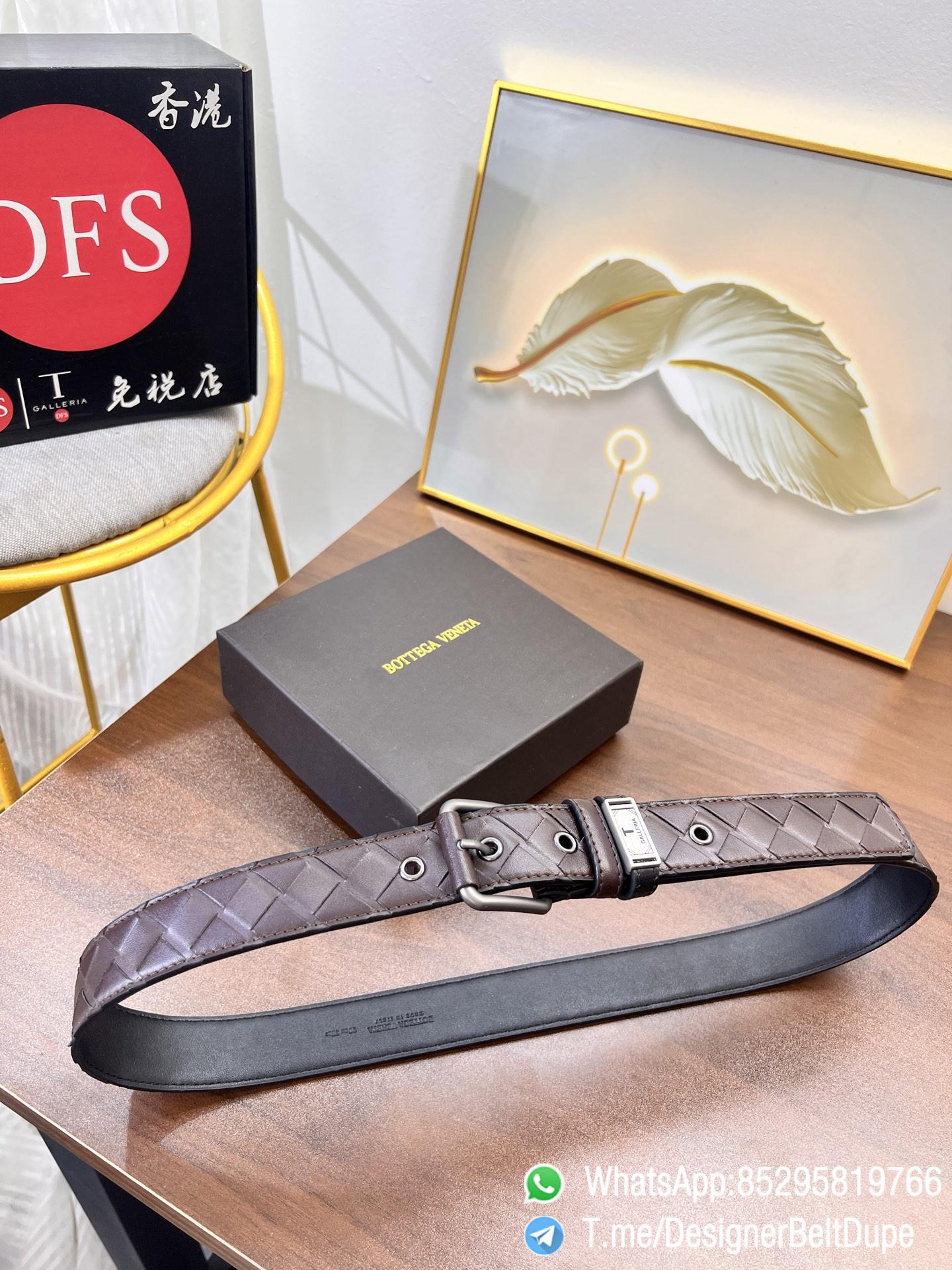 Designer Belt Dupe Brown 35mm Silver Sand Blast Prong Buckle Weaving Pattern Calf Skin Belt 4 Designer Belt Dupe Brown 35mm Silver Sand Blast Prong Buckle Weaving Pattern Calf Skin Belt 4