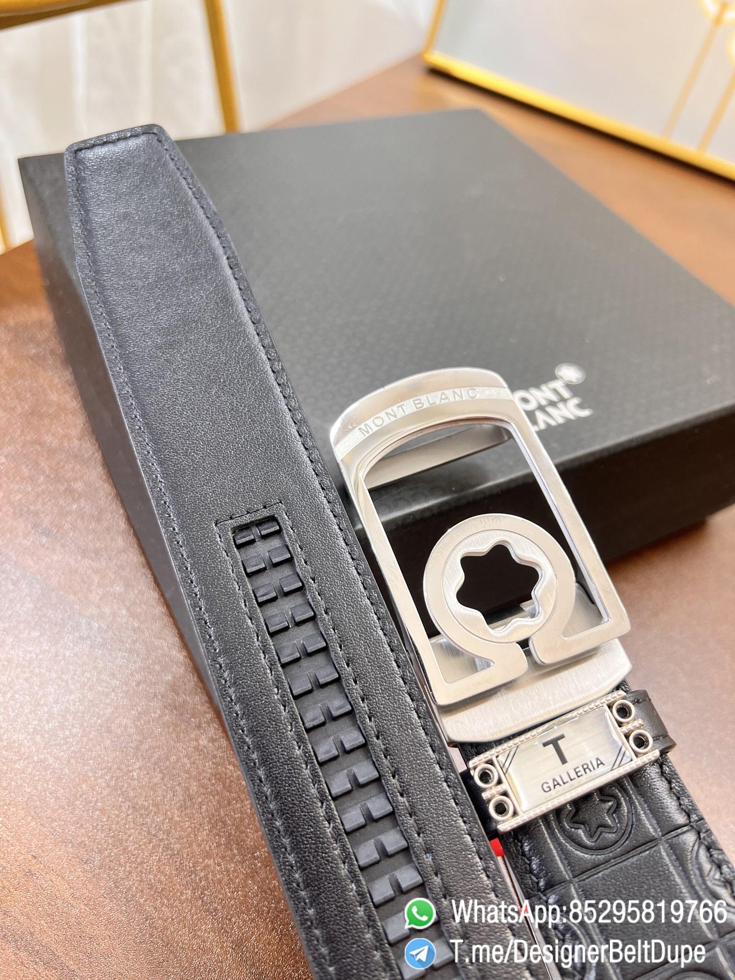 Designer Belt Dupes Black 35 mm Silver Frame Buckle Self adjustable Printed Leather Belt 03 Designer Belt Dupes Black 35 mm Silver Frame Buckle Self adjustable Printed Leather Belt 03