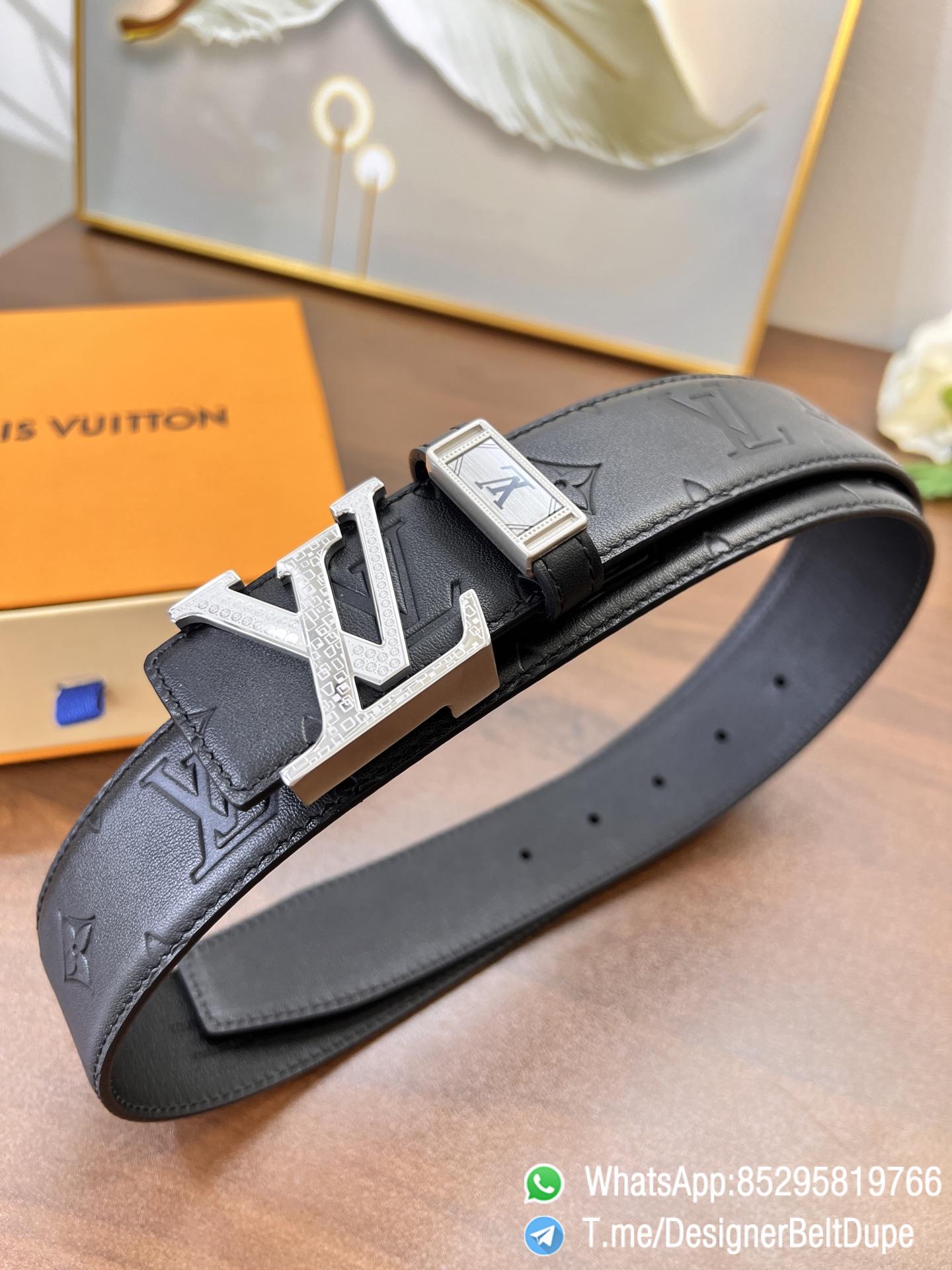 Designer Belt Dupes Blck 38 mm Silver Inner through Box Frame Buckle Letter embossed Full grain Leather Belt 04 Designer Belt Dupes Blck 38 mm Silver Inner through Box Frame Buckle Letter embossed Full grain Leather Belt 04