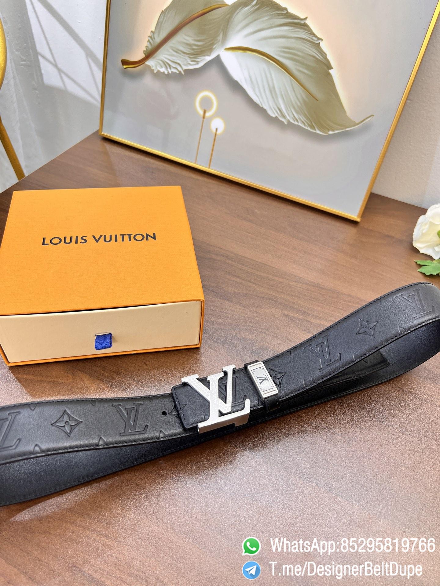 Designer Belt Dupes Blck 38 mm Silver Inner through Box Frame Buckle Letter embossed Full grain Leather Belt 05 Designer Belt Dupes Blck 38 mm Silver Inner through Box Frame Buckle Letter embossed Full grain Leather Belt 05